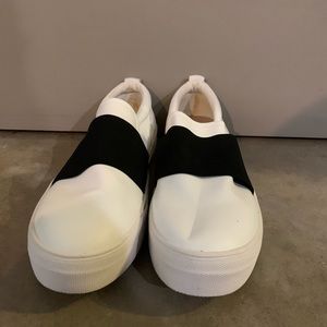 Steve Madden White and Black Slip On Sneakers